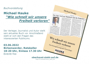 Mehr über den Artikel erfahren Buchtipp & Veranstaltungshinweis<br>Michael Hauke – Wie schnell wir unsere Freiheit verloren