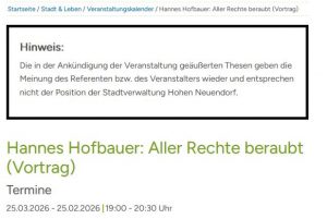 Mehr über den Artikel erfahren Stadtverwaltung Hohen Neuendorf versieht Veranstaltungshinweis der Brandenburger Freiheit mit Schwarzvermerk